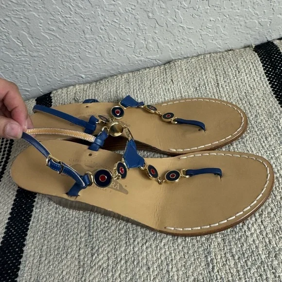 Amedeo Canfora Blue Leather Capri Sandals - Picture 2 of 6